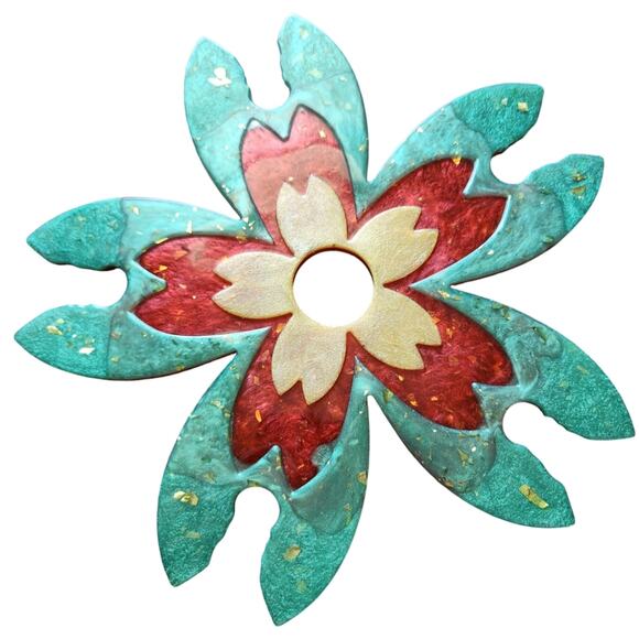 Wine caddy flower handcrafted resin - Picture 1 of 6